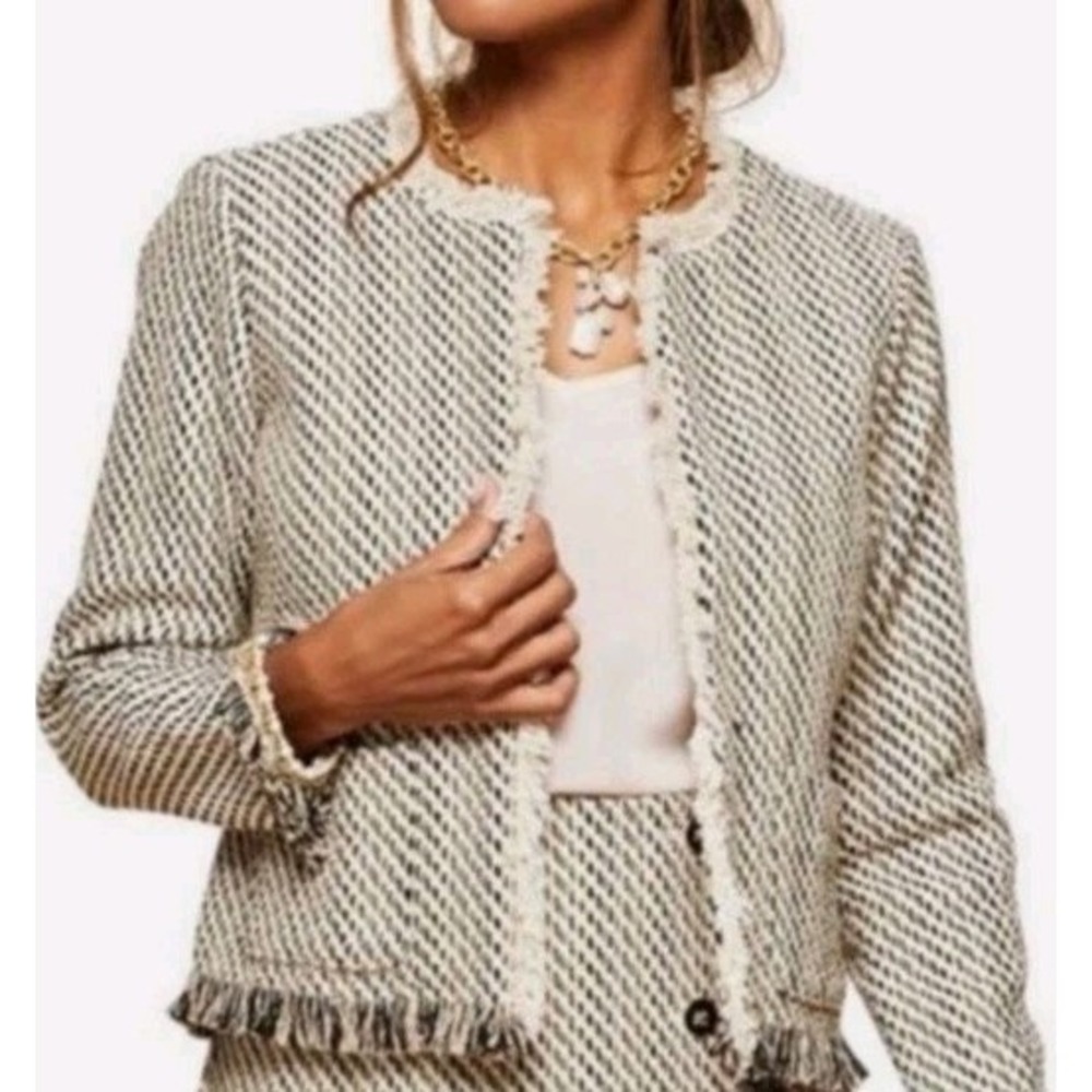 Spartina M Fringe Edge Tweed Boucle Jacket